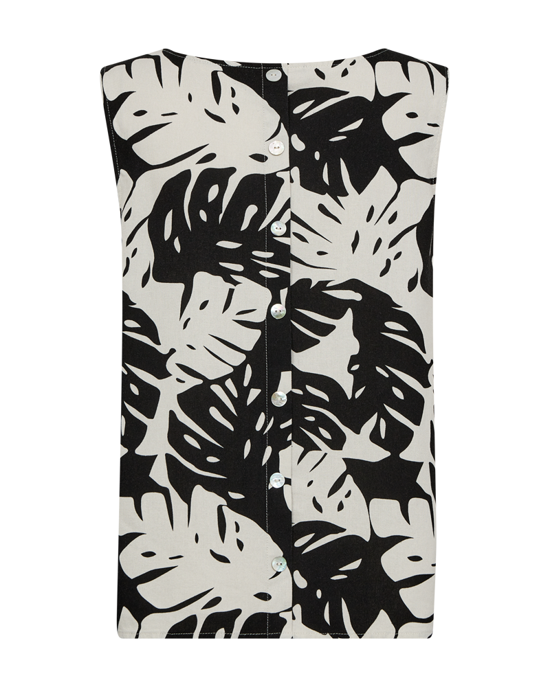 FQLAVISCO - FLORALES TOP - BEIGE UND SCHWARZ