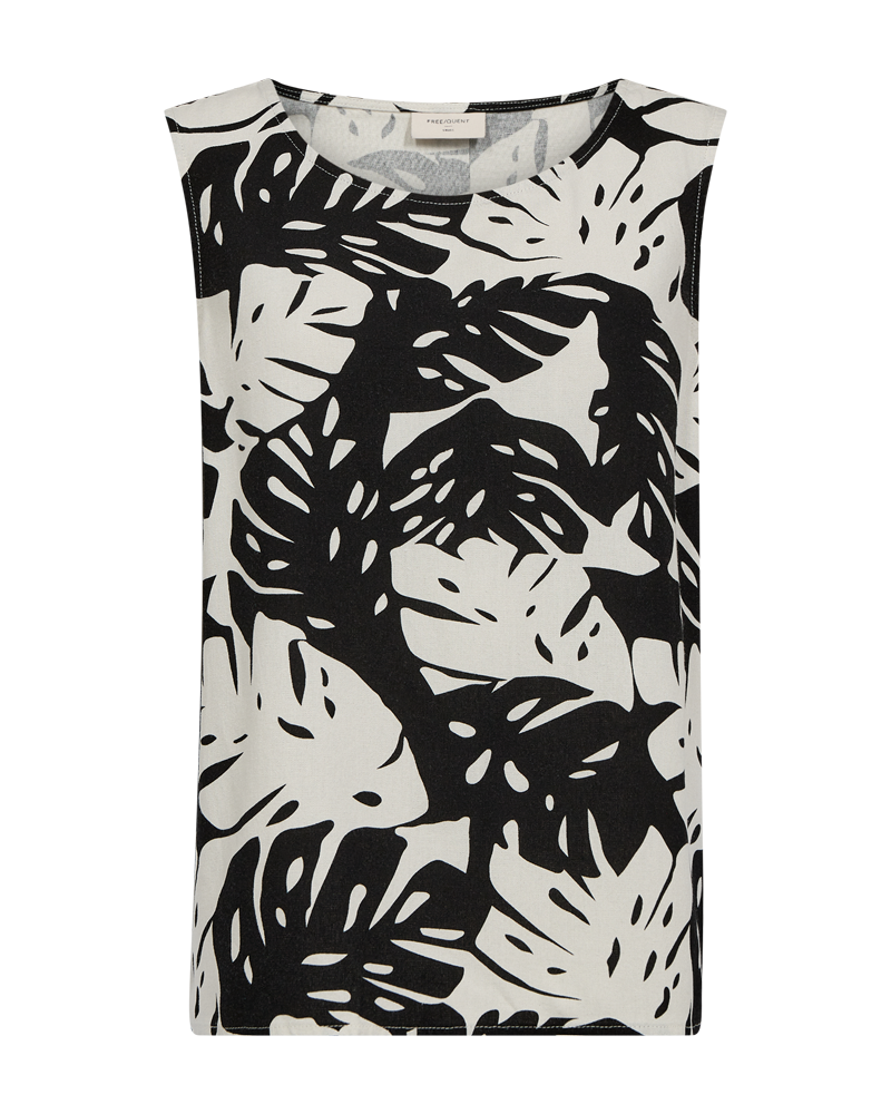 FQLAVISCO - FLORALES TOP - BEIGE UND SCHWARZ
