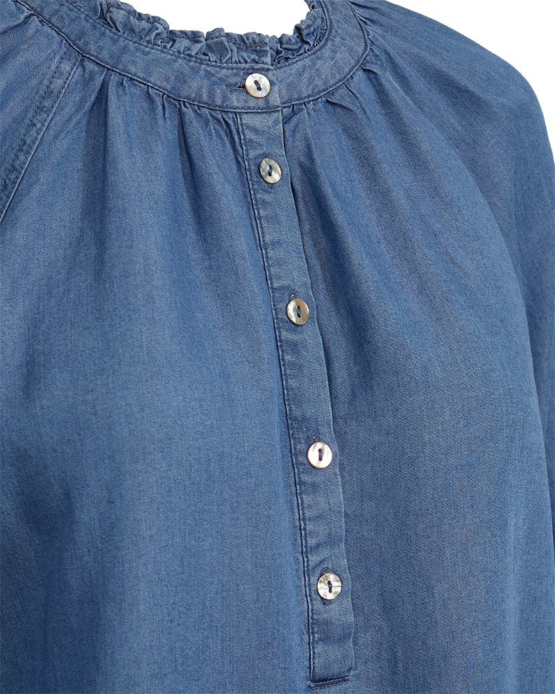 FQCARLY – BLUSE IM DENIM-LOOK - BLAU