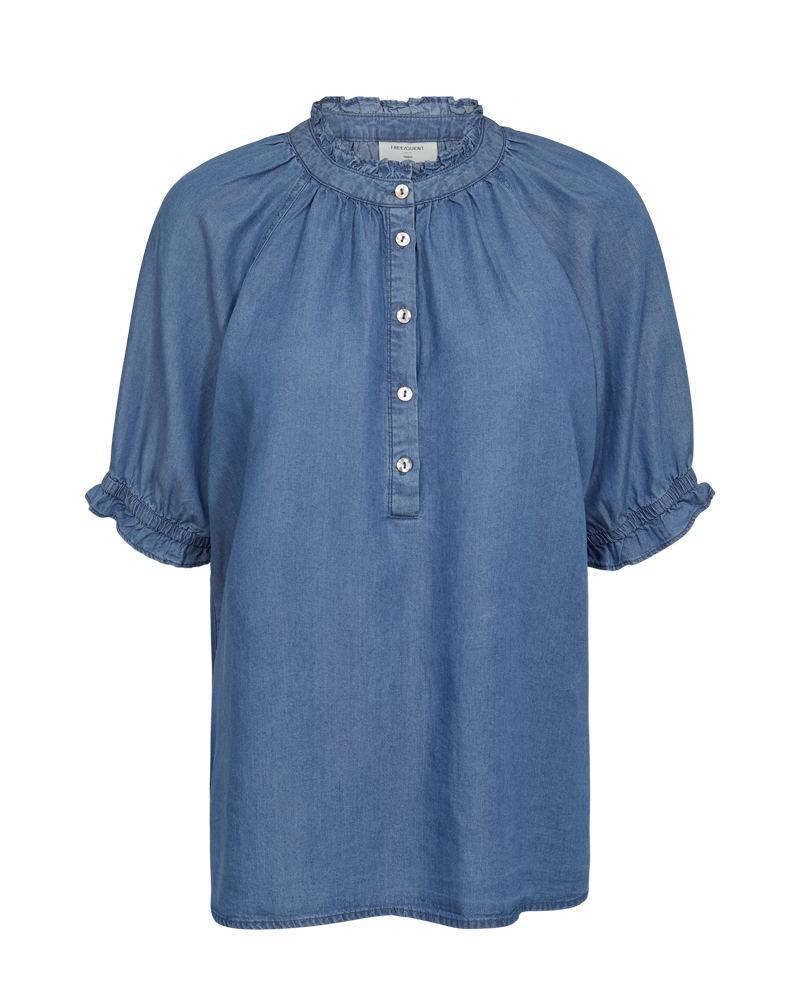 FQCARLY – BLUSE IM DENIM-LOOK - BLAU
