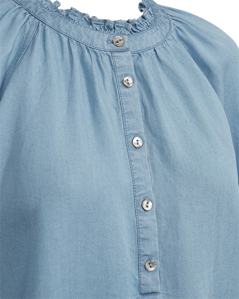 FQCARLY – BLUSE IM DENIM-LOOK - BLAU