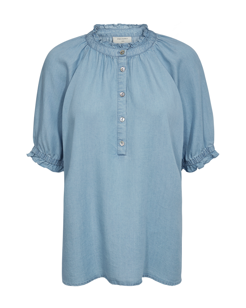 FQCARLY – BLUSE IM DENIM-LOOK - BLAU