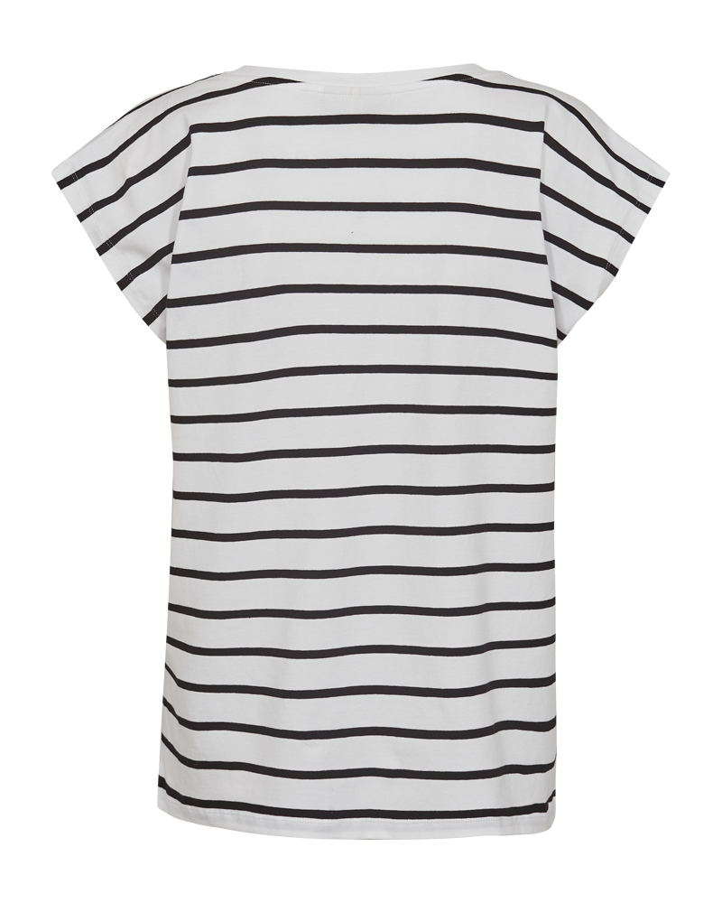 FQFENJAL – GESTREIFTES T-SHIRT MIT PRINT - SCHWARZ