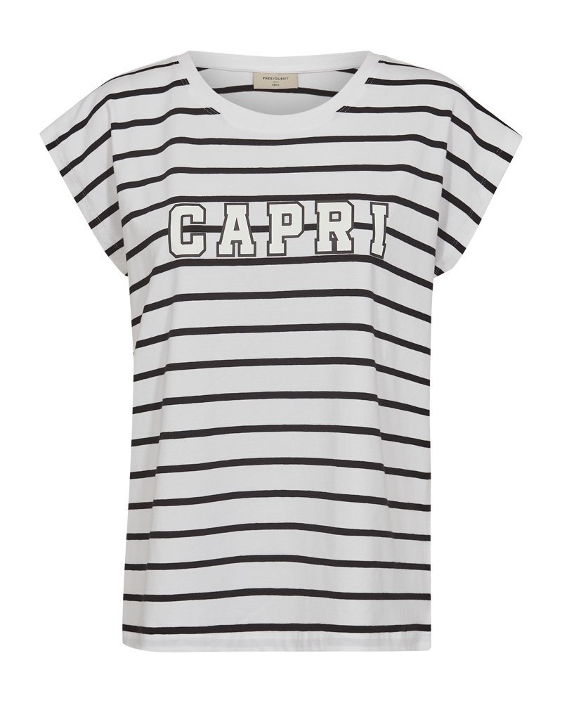 FQFENJAL – GESTREIFTES T-SHIRT MIT PRINT - SCHWARZ