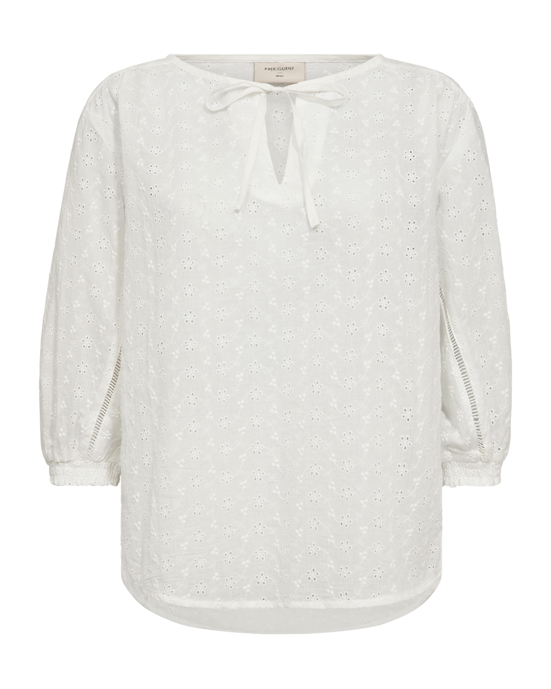 FQDIVA - HEMD MIT FLORALEM LOCHMUSTER - WEISS