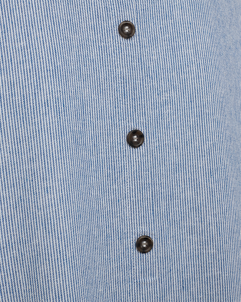 FQLAVA - GESTREIFTE LEINENKLEID - WEISS UND BLAU