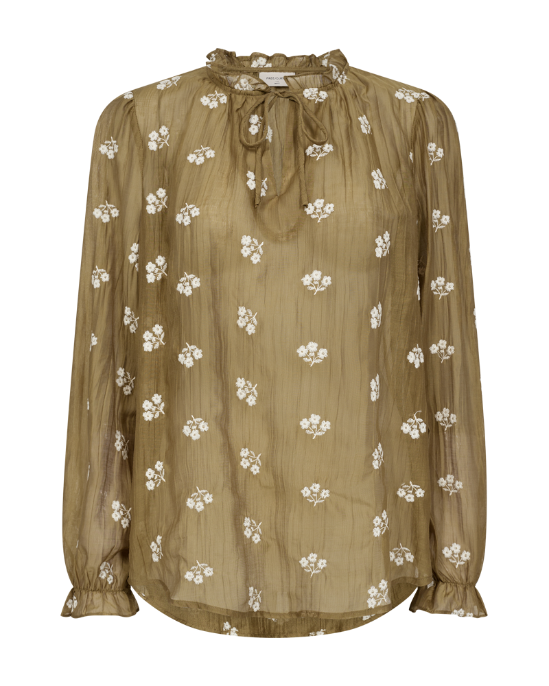FQWENDY – BLUSE MIT FLORALER STICKEREI - BRAUN
