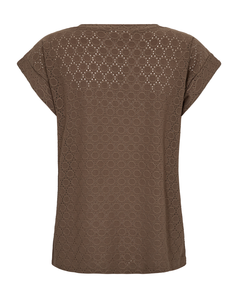 FQBLOND – T-SHIRT MIT LOCHMUSTER - BRAUN
