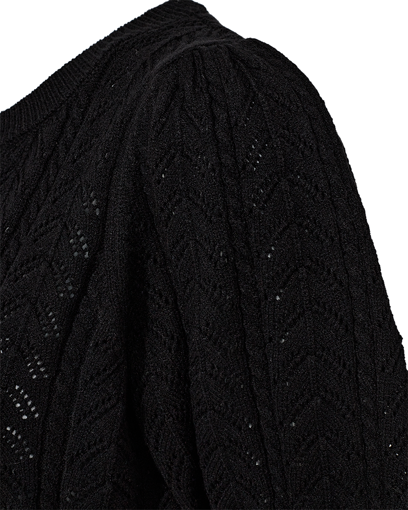 FQCLARRY – STRICKPULLOVER MIT LOCHMUSTER - SCHWARZ