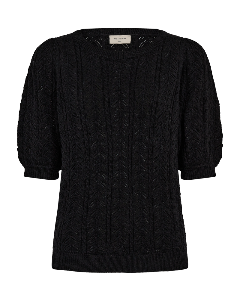 FQCLARRY – STRICKPULLOVER MIT LOCHMUSTER - SCHWARZ