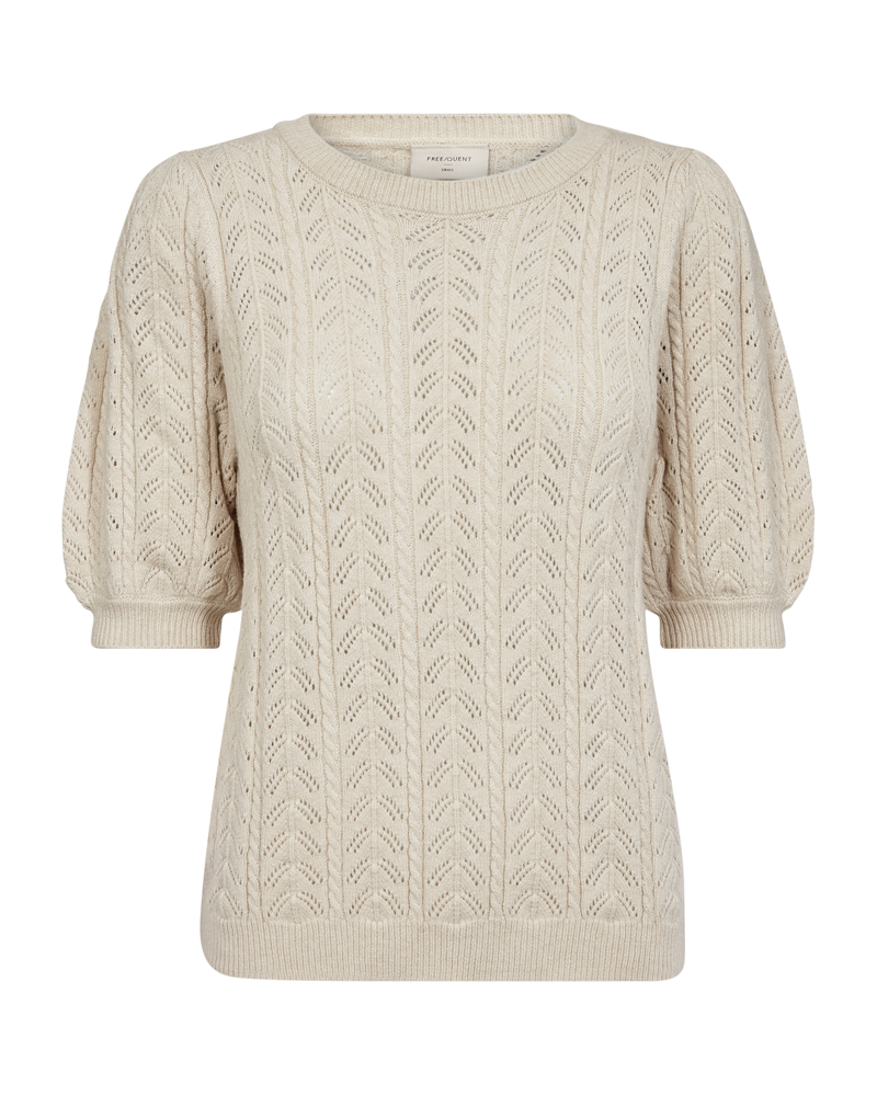 FQCLARRY – STRICKPULLOVER MIT LOCHMUSTER - BEIGE