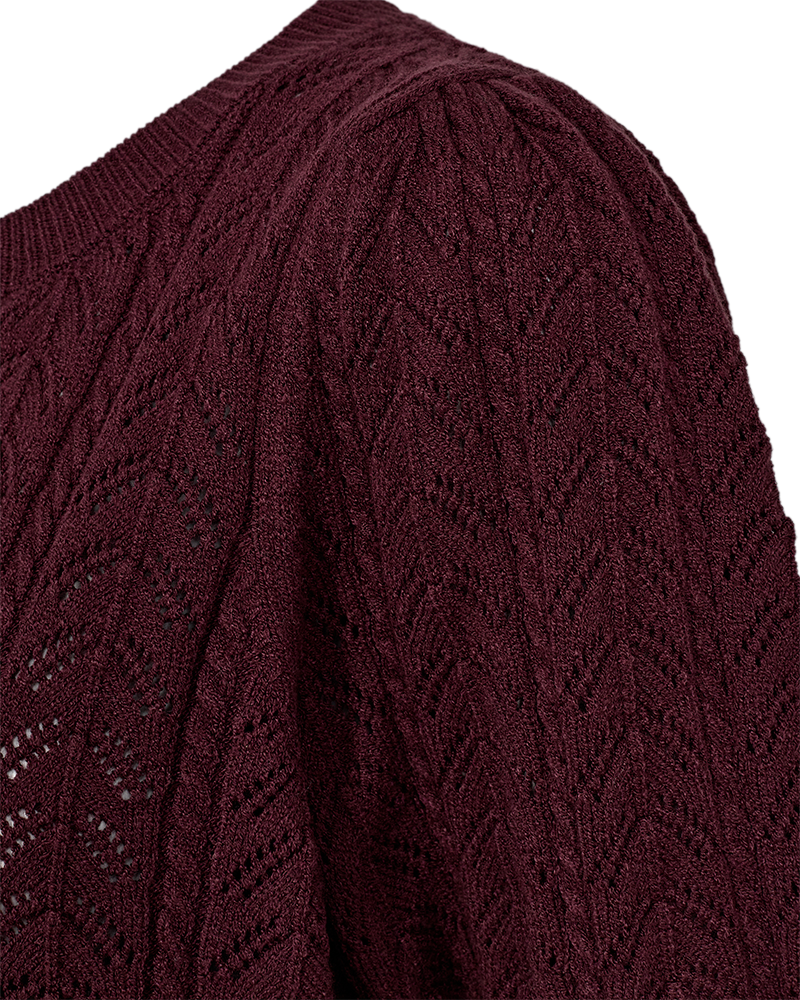 FQCLARRY – STRICKPULLOVER MIT LOCHMUSTER - BORDEAUX