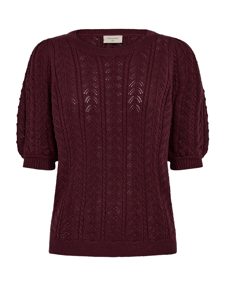 FQCLARRY – STRICKPULLOVER MIT LOCHMUSTER - BORDEAUX