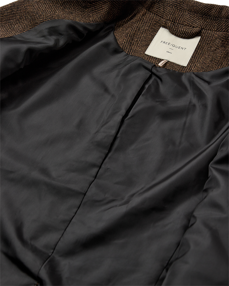 FQZANGO – JACKE MIT FISCHGRÄTMUSTER - BRAUN UND SCHWARZ