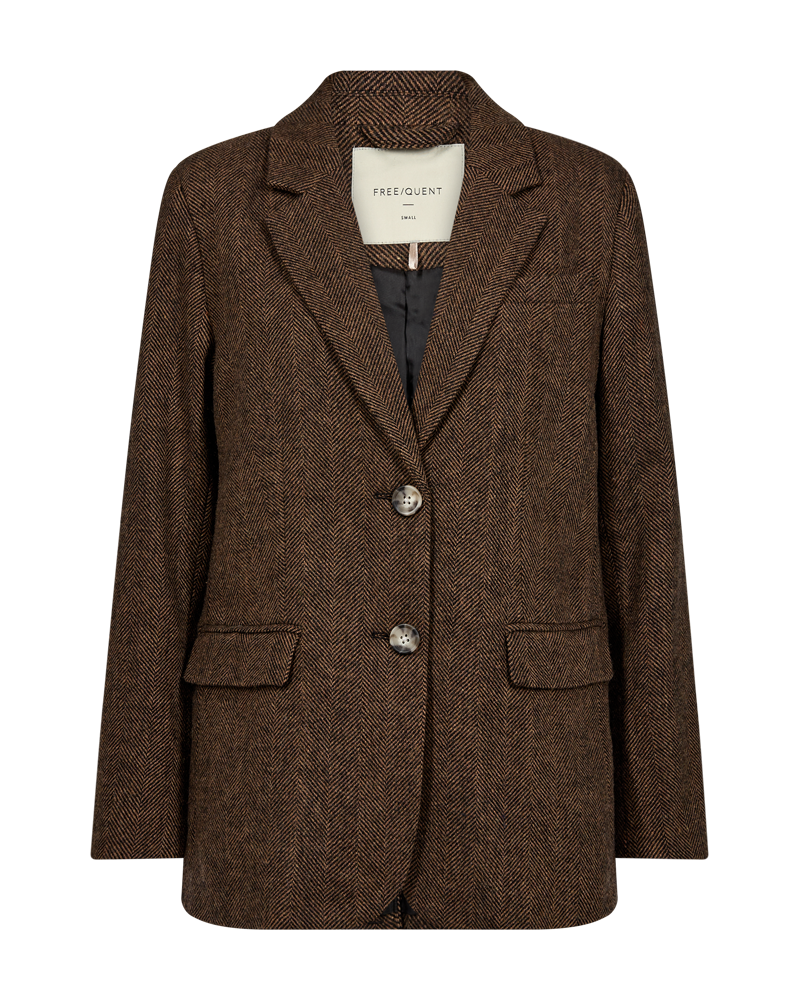 FQZANGO – JACKE MIT FISCHGRÄTMUSTER - BRAUN UND SCHWARZ