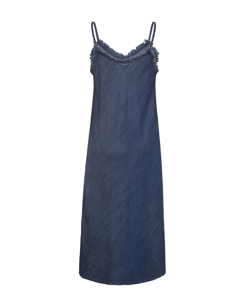 FQRENNA - KLEID MIT FRANSEN - BLAU