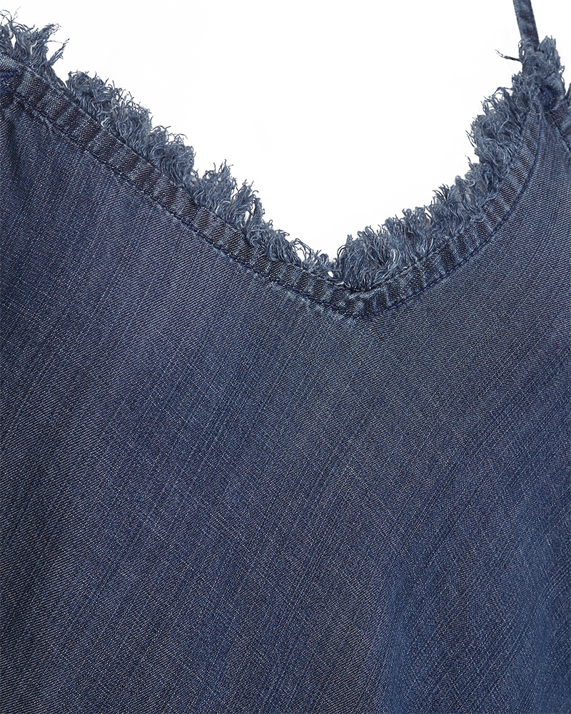 FQRENNA - KLEID MIT FRANSEN - BLAU