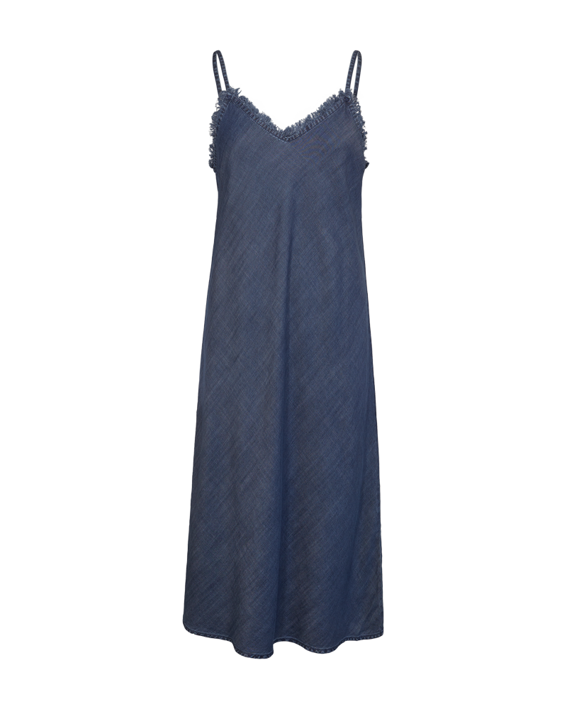 FQRENNA - KLEID MIT FRANSEN - BLAU