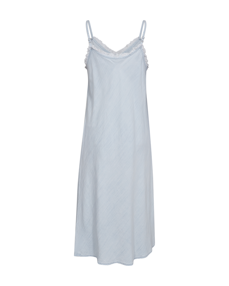FQRENNA - KLEID MIT FRANSEN - BLAU