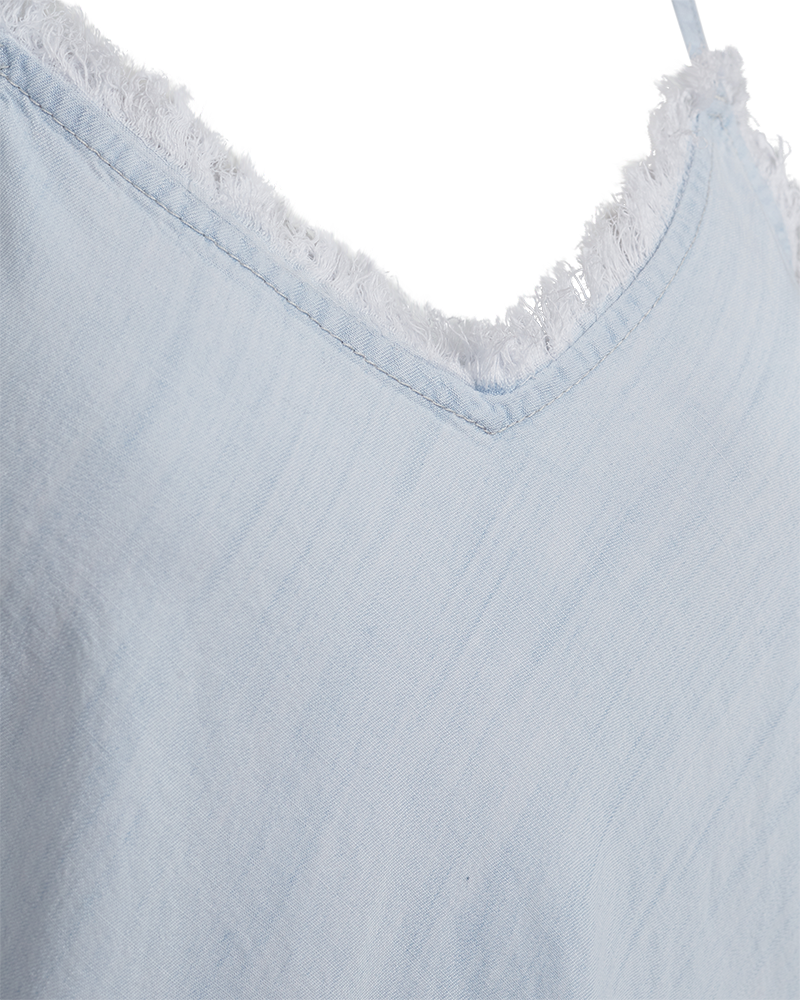 FQRENNA - KLEID MIT FRANSEN - BLAU