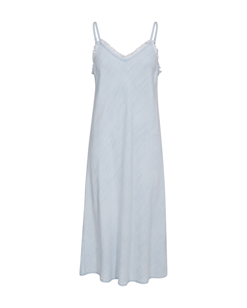 FQRENNA - KLEID MIT FRANSEN - BLAU