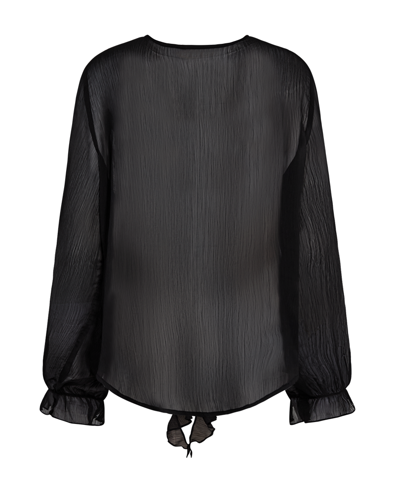 FQDITTE – BLUSE MIT RÜSCHEN - SCHWARZ