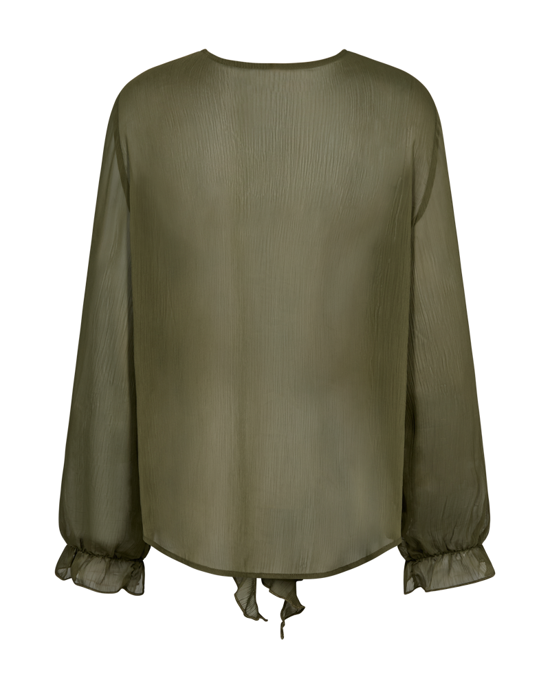 FQDITTE – BLUSE MIT RÜSCHEN - GRÜN