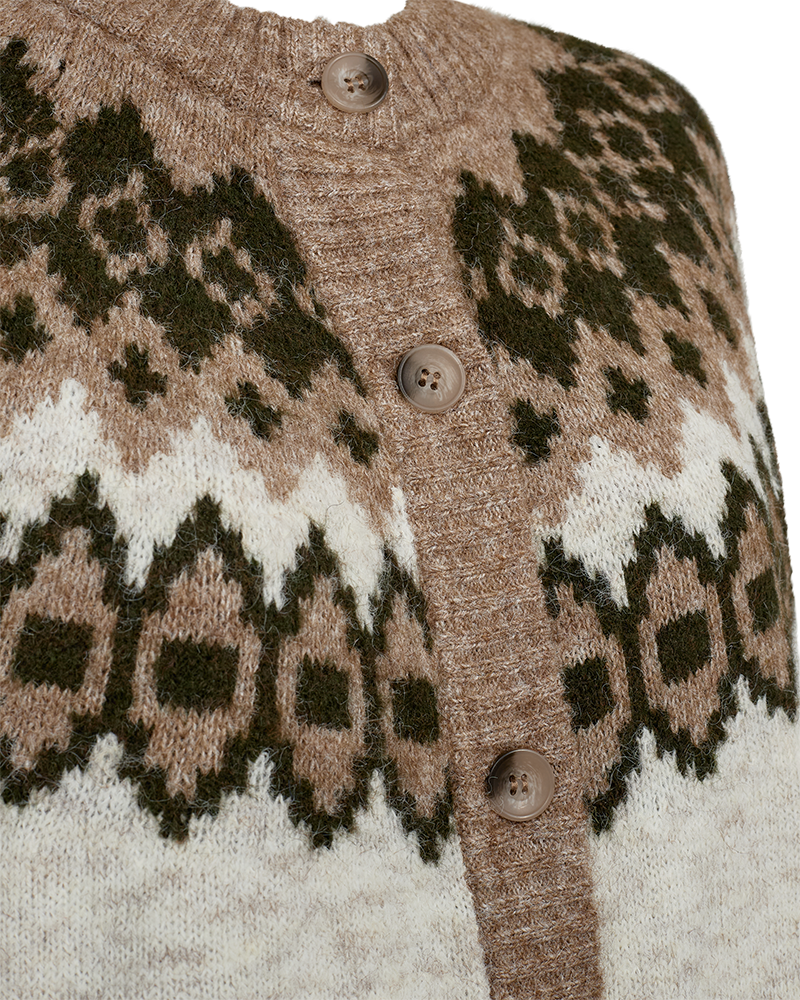 FQNOVALA - CARDIGAN - GRÜN UND BEIGE