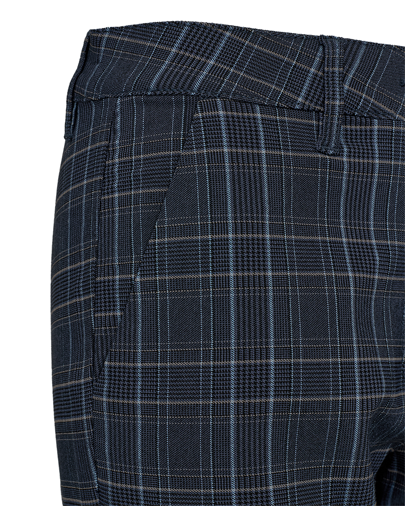 FQREX – KNÖCHELLANGE HOSE MIT KAROMUSTER - SCHWARZ UND  BLAU