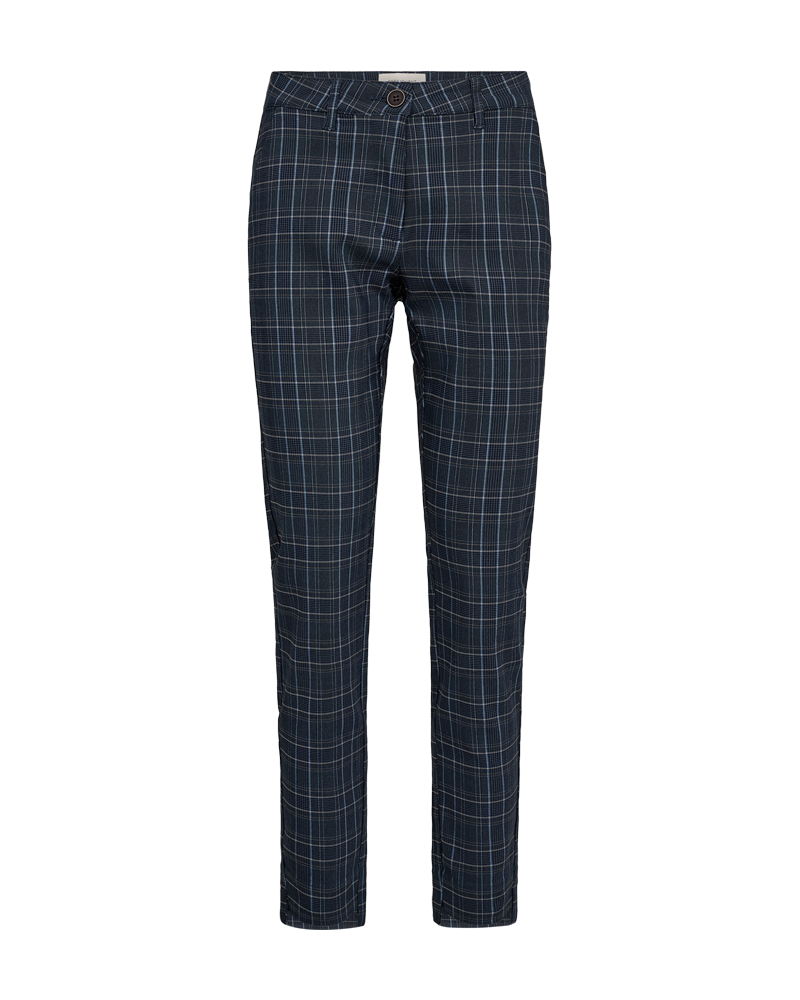 FQREX – KNÖCHELLANGE HOSE MIT KAROMUSTER - SCHWARZ UND  BLAU