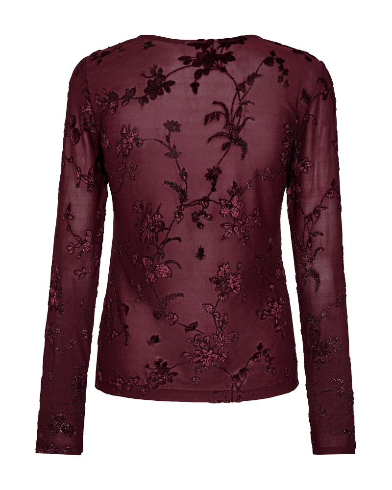 FQBISKA – BLUSE IN MESH-QUALITÄT - BORDEAUX