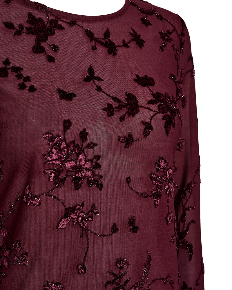 FQBISKA – BLUSE IN MESH-QUALITÄT - BORDEAUX