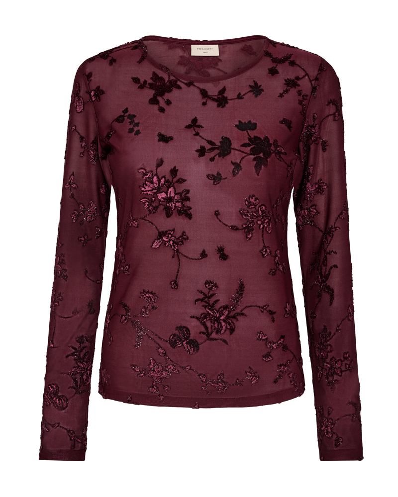FQBISKA – BLUSE IN MESH-QUALITÄT - BORDEAUX