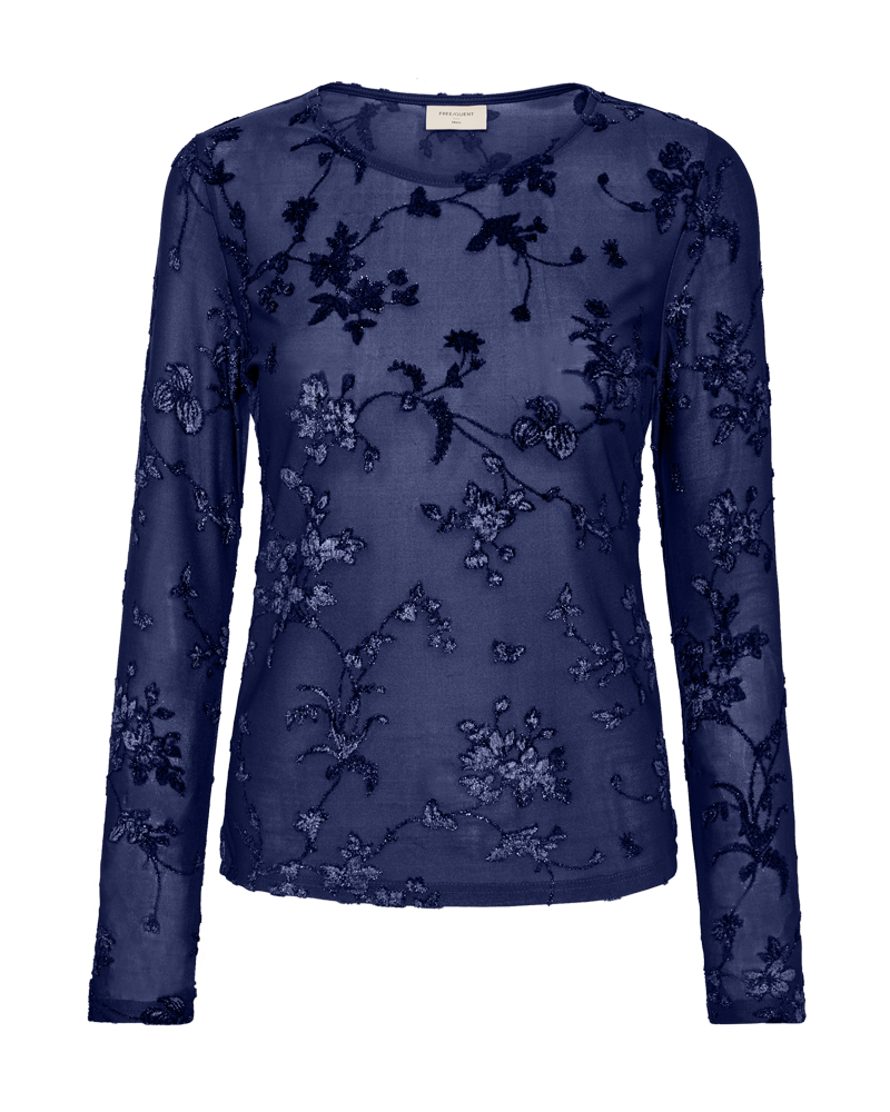 FQBISKA – BLUSE IN MESH-QUALITÄT - BLAU