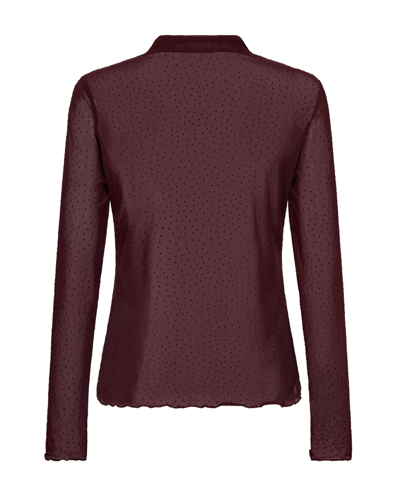 FQISKA – BLUSE IN MESH-QUALITÄT - BORDEAUX