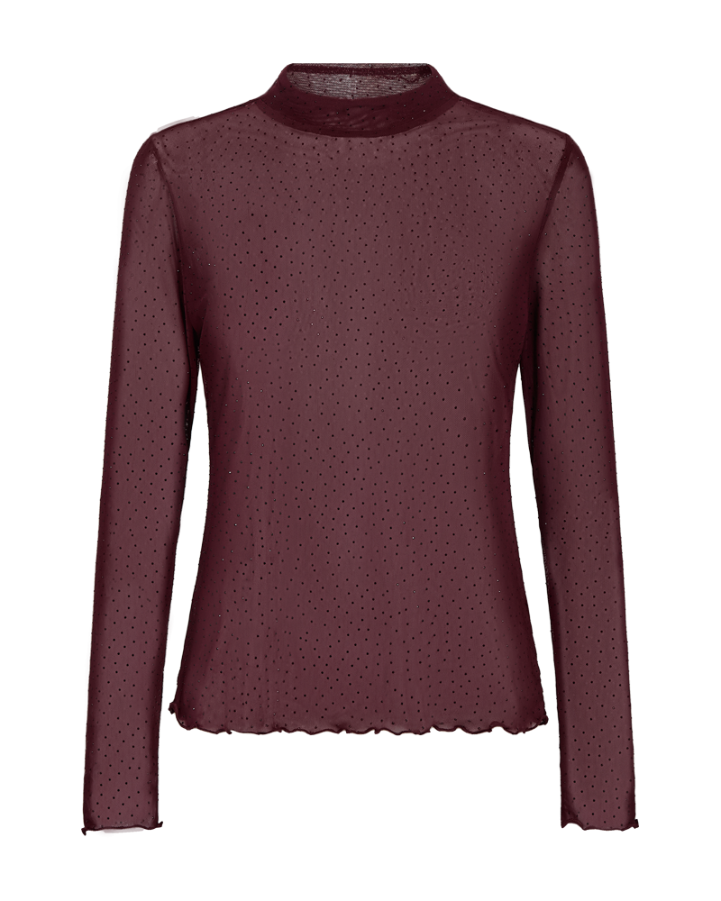 FQISKA – BLUSE IN MESH-QUALITÄT - BORDEAUX