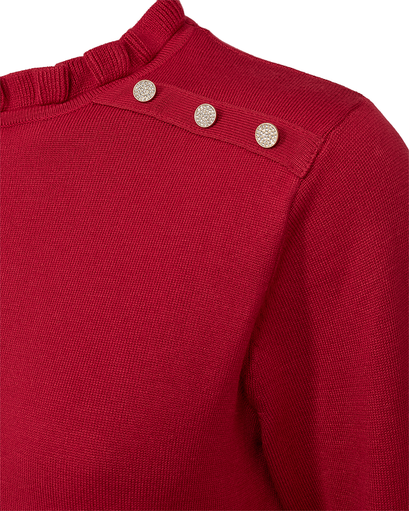 FQKATIE - KLEID MIT FLEECEKRAGEN - ROT
