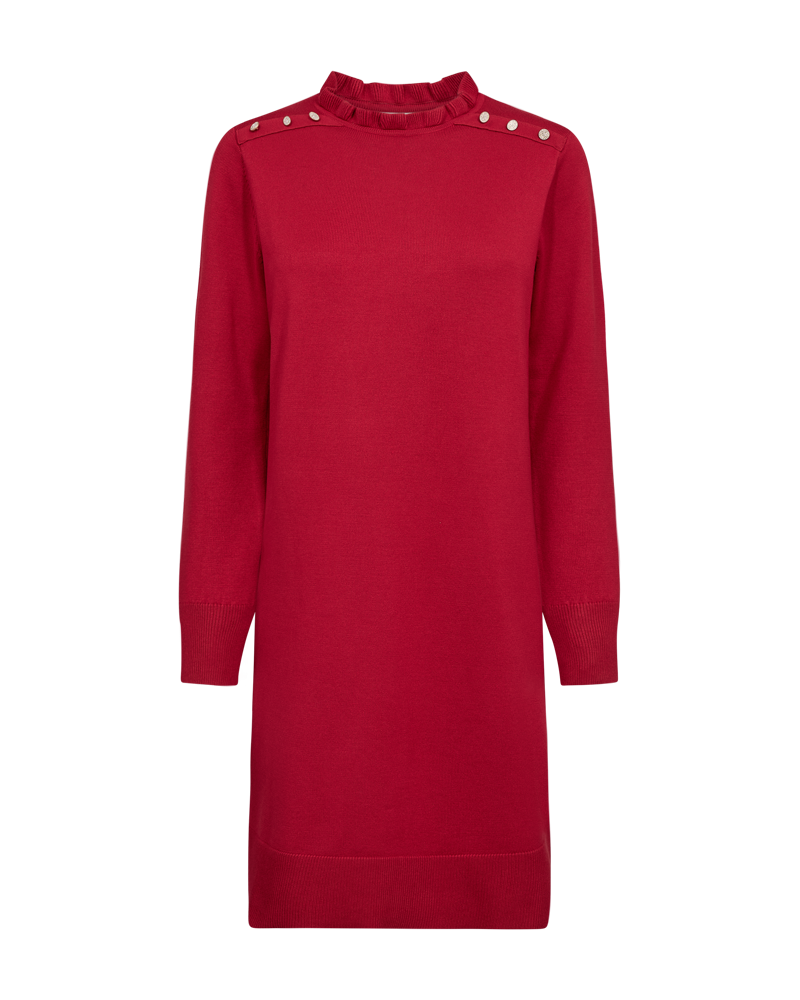 FQKATIE - KLEID MIT FLEECEKRAGEN - ROT