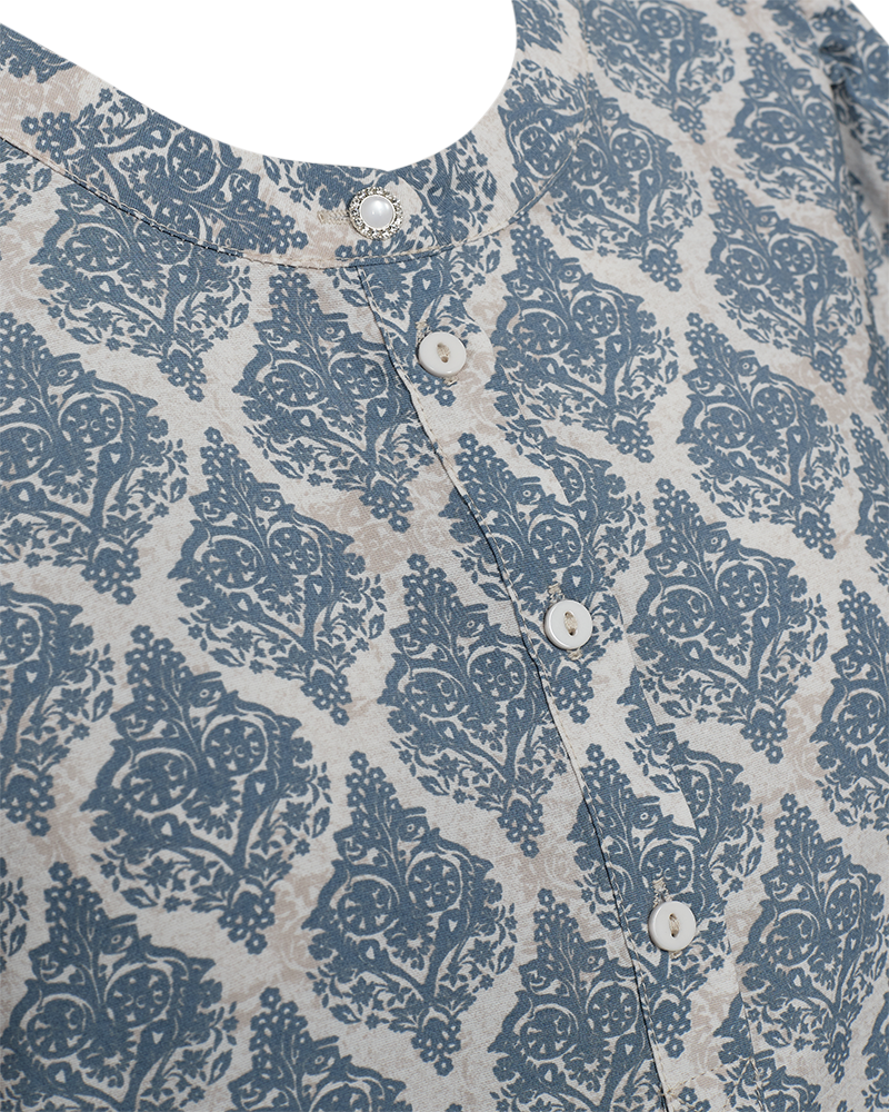 FQABY - DRESS MIT PRINT - WEISS UND BLAU