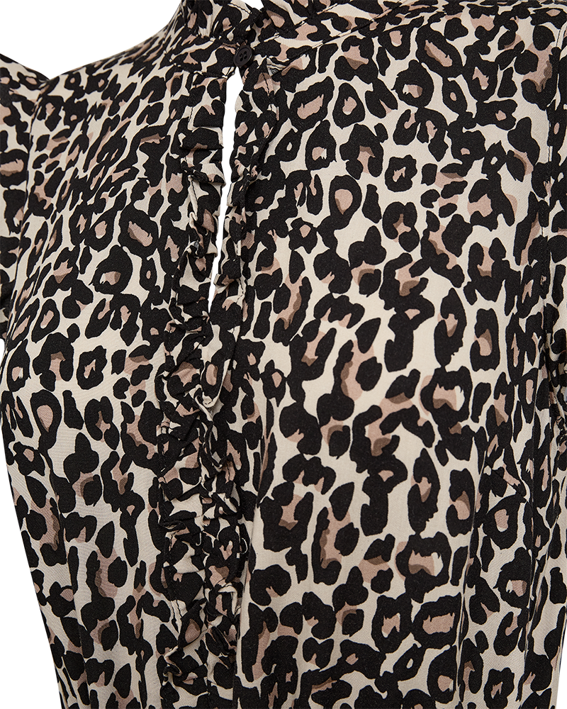 FQDORA – KLEID MIT RÜSCHEN - LEOPARD