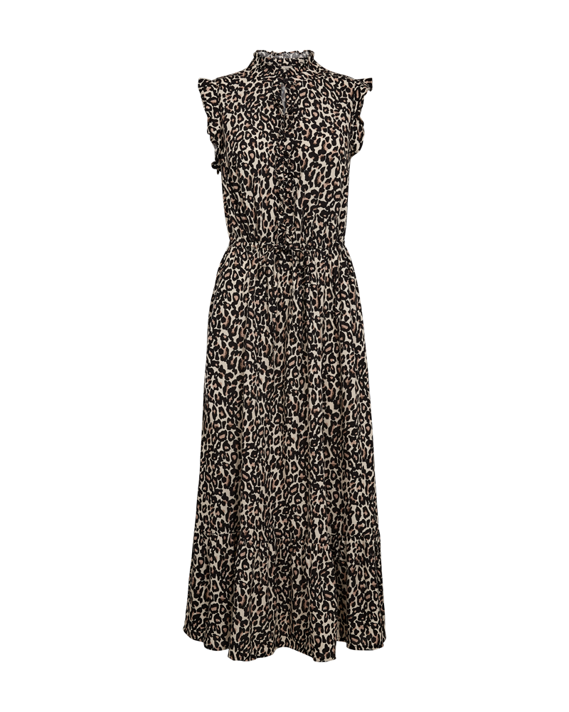 FQDORA – KLEID MIT RÜSCHEN - LEOPARD