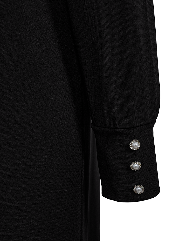 FQELVA – KLEID MIT BALLONÄRMELN - SCHWARZ