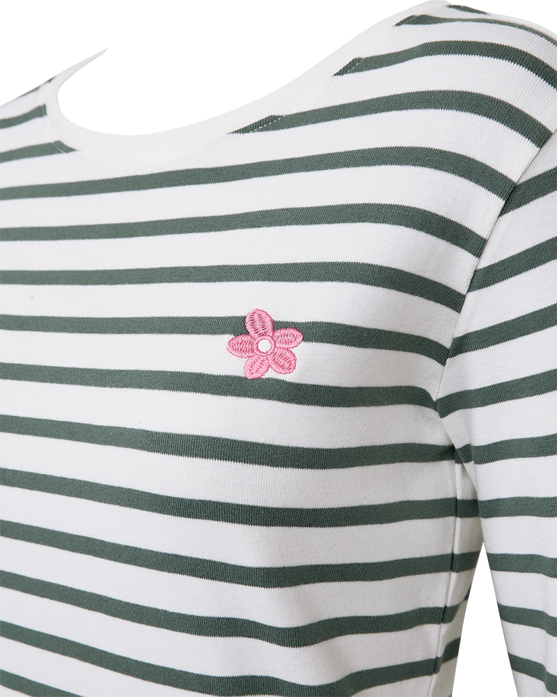 FQFAMILA - LANGARM T-SHIRT - WEISS UND GRÜN