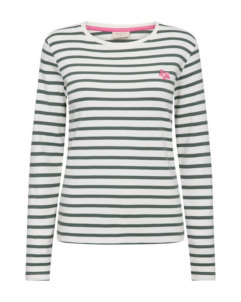 FQFAMILA - LANGARM T-SHIRT - WEISS UND GRÜN